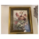 (2 PCS (GILT FRAMED AND MATTED FLORAL PRINT