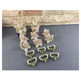 (14 PCS) PORCELAIN ROSE-SHAPED CANDLEHOLDERS,