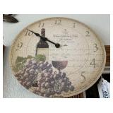 (4 PCS) WALL ART: WINE-THEMED CLOCK & 3 RELIGIOUS