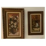 (2 PCS) WOOD FRAMED FLORAL & FORREST PAINTINGS