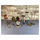 BOX LOT: 7 ORNAMENT STANDS, ORNAMENTS & TWO