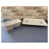 (2 PCS) PYREX BLUE CORNFLOWER LOAF PAN AND
