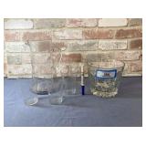 (6 PCS)  ETCHED GLASS PITCHER & 4 GLASSES AND