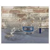 (4 PCS) CLEAR GLASS ITEMS: FOOTED BOWL WITH