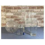 (3 BOXES) OF ASSORTED CLEAR GLASS ITEMS: VASE,