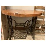 SINGER SEWING MACHINE BASE WITH A WOOD TOPPER