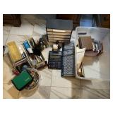 GROUP LOT: OFFICE SUPPLIES, BULLETIN BOARD, DESK