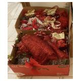 2 BOXES OF ASSORTED CHRISTMAS Dï¿½COR: RIBBON,