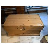 WOODEN CEDAR CHEST WITH BRASS FINISHES