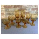 (3 BOXES) AMBER GLASS STEMWARE- 34 PCS, 4 SIZES-