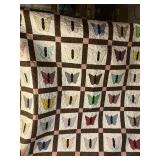 VINTAGE BUTTERFLY QUILT-MACHINE QUILTED;