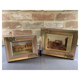 (2 PCS) FRAMED SILVERTONE PICTURE FRAMES WITH ART