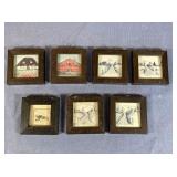 BOX LOT OF 7 ASSORTED SMALL FRAMED PRINTS