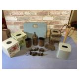 2 BOXES OF ASSORTED BATH Dï¿½COR ITEMS- TISSUE BOX