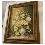 FRAMED FLORAL OIL PAINTING SIGNED MILOH WILSON