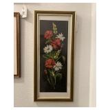 FRAMED NEEDLE POINT FLORAL ART