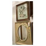 (2 PCS) FRAMED FLORAL REVERSE PAINTED GLASS  &