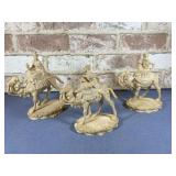3 CARVED MAGI ON CAMELS, NATIVITY PIECES