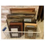 WIRE BASKET OF ASSORTED PICTURE FRAMES