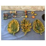 BOX LOT: ASSORTED SERVING PIECES: LEAF-SHAPED
