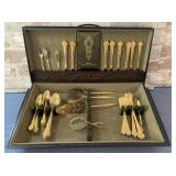 GOLD-TONE FLATWARE IN A VINTAGE 1847 ROGERS