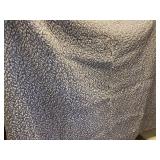 VINTAGE QUILTED BEDSPREAD, NAVY BLUE WITH WHITE