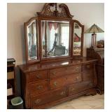 8 DRAWER DRESSER WITH TRIPLE MIRROR;