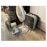 GROUP LOT: ASSORTMENT OF 4 FANS: TABLE TOP, BOX