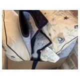 BLUE AND WHITE COMFORTER WITH SHAMS AND THROW