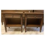(2 PCS) DARK WOOD BEDSIDE END TABLE WITH LAMINATE