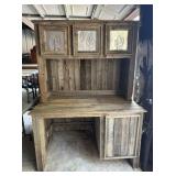 RUSTIC BARNWOOD DESK WITH 3 UPPER ENCLOSED