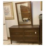 6 DRAWER DRESSER WITH MIRROR, EMPIRE STYLE