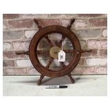 DECORATIVE SHIPS WOODEN STEERING WHEEL WITH A