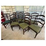 8 PCS: ASST VINTAGE DINING CHAIRS; 2 WITH A FLARED