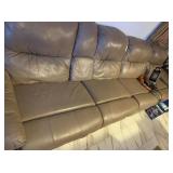 2 PCS: LEATHER SOFA AND LOVESEAT, LIGHT BROWN;