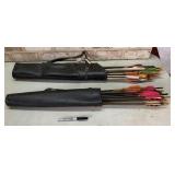 2 BLACK VINYL ARCHERY QUIVERS WITH LARGE