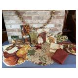 BOX LOT OF ASSORTED FALL Dï¿½COR & KITCHENALIA