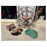 3 PCS: GREEN TRACTOR SEAT & AN ANTIQUE METAL