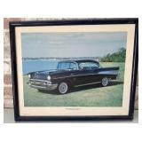 FRAMED VINTAGE PRINT OF 1957 CHEVY BEL-AIR