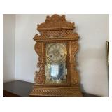 ANTIQUE GINGERBREAD-STYLE WELCH MANTLE CLOCK;