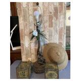 4 PCS: SAFARI THEMED ITEMS: LAMP, CANDLE HOLDER &