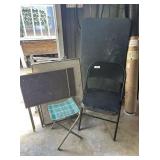 GROUP LOT: TV TRAYS, CHAIR, FOLDING STOOL & TABLE