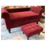 2 PCS: VINTAGE TUFTED END OF BED BENCH, MAROON