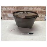 CAST IRON DUTCH OVEN WITH LID AND WIRE HANDLE