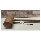 LARGE OVERSIZED VINTAGE WOODEN MALLET SHOWING