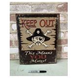 METAL PIRATE "KEEP OUT" DECORATIVE SIGN