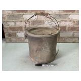 VINTAGE GALVANIZED MINNOW BUCKET WITH WOODEN