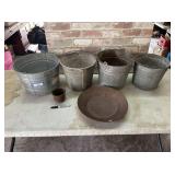 6 PCS: ASSORTED GALVANIZED PAILS AND PAN