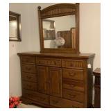 DRESSER WITH MIRROR,   9 DRAWER, 2 DOOR;