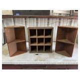3 PCS: 2 CORNER WOOD SHELVES & 9-CUBBY SHELF